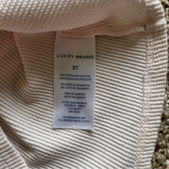 Lucky Brand Thermal Shirt Top Toddler Girls 3T Pink Long Sleeve Henley Warm Cozy - Picture 9 of 10
